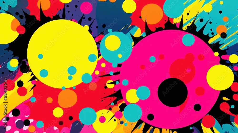 a colorful circles and splatters