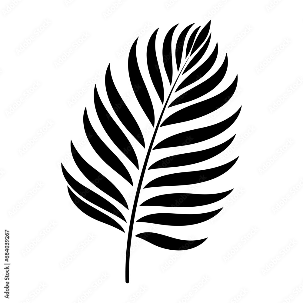 A Palm Tree Leaf Silhouette vector isolated on a white background A Palm Tree Leaf Silhouette vector isolated on a white background