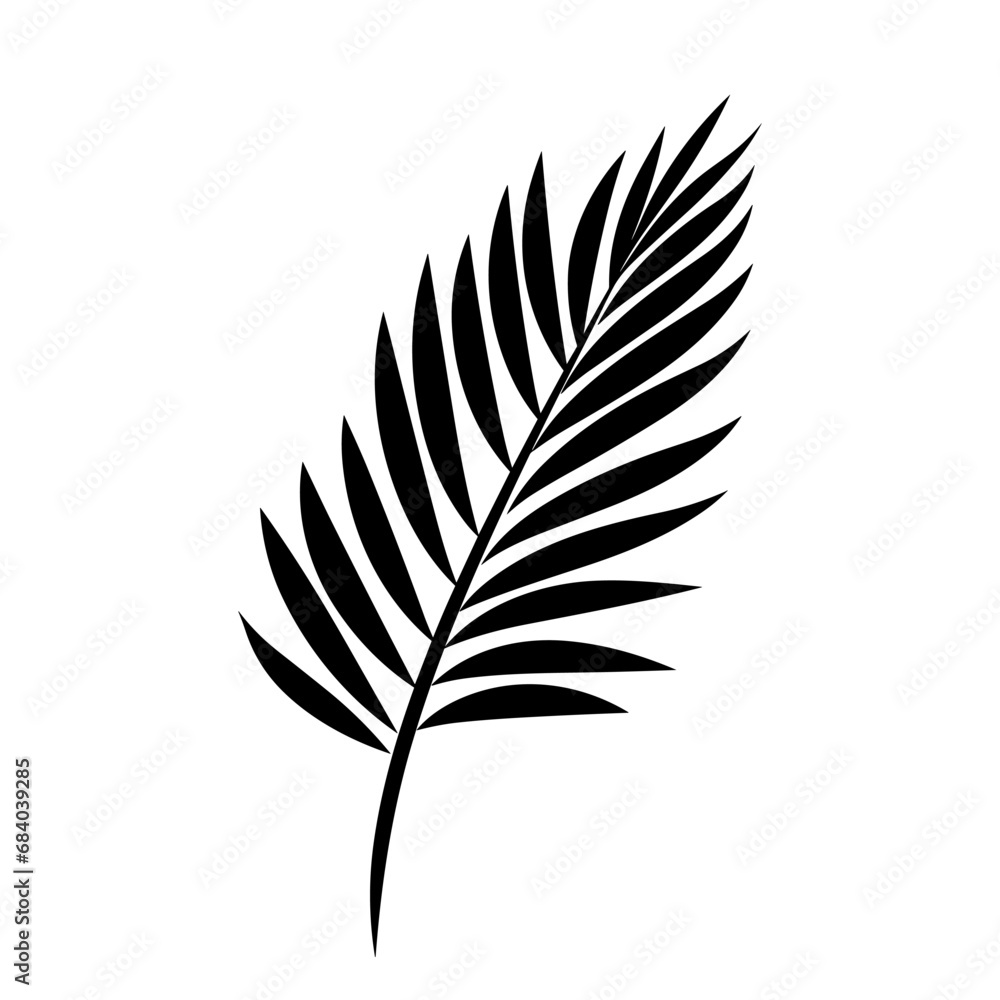 A Palm Tree Leaf Silhouette vector isolated on a white background A Palm Tree Leaf Silhouette vector isolated on a white background