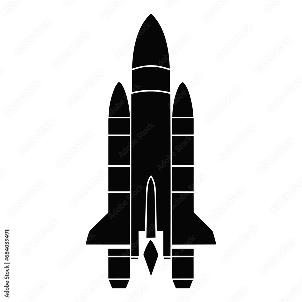 A Rocket Silhouette vector isolated on a white background A Rocket Silhouette vector isolated on a white background