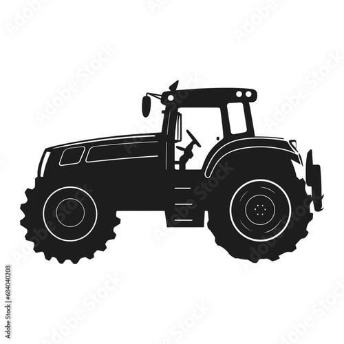 A tractor Vector black clipart isolated on a white background, A farm Tractor Silhouette 