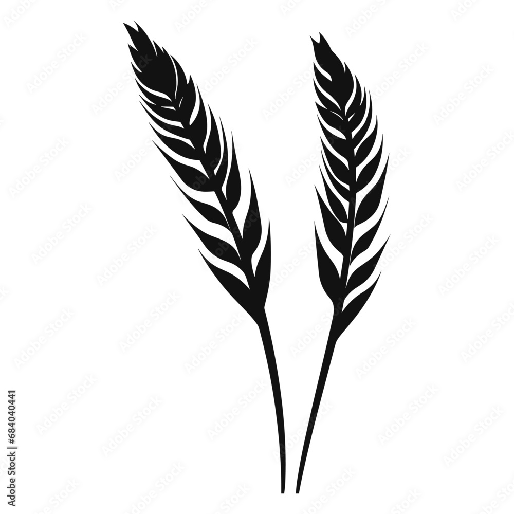Fototapeta premium Wheat ears Vector isolated on a white background, A Wheat grain silhouette 