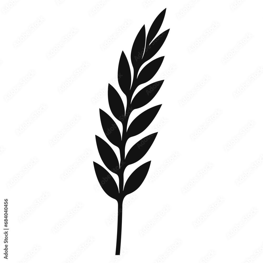 Wheat ears Vector isolated on a white background, A Wheat grain silhouette 