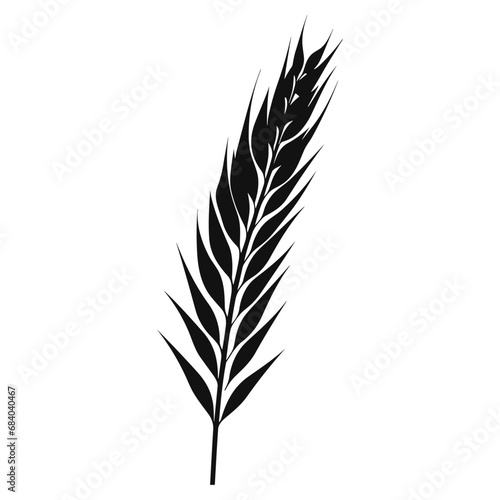 Wheat ears Vector isolated on a white background, A Wheat grain silhouette 