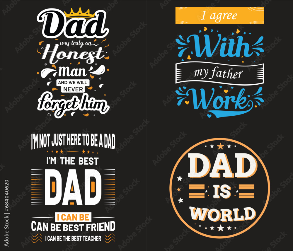 DAD Typography T-Shirt Design Bundle 
Free Download 