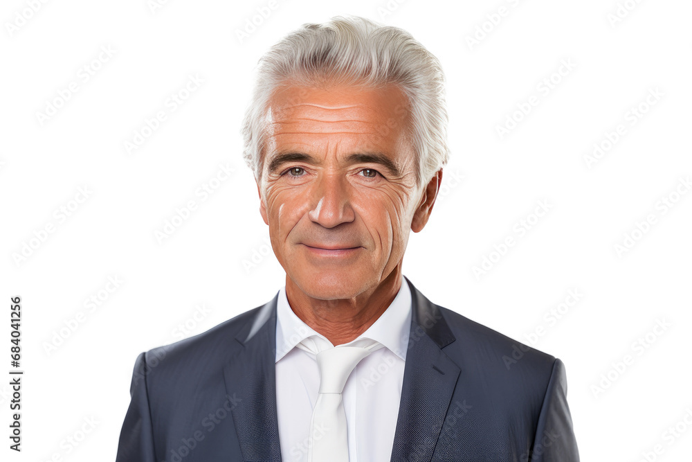 Portrait studio shot of an attractive senior businessman showing positive facial expressions, isolated on a transparent PNG background. Portrait studio shot of an attractive senior businessman showing positive facial expressions, isolated on a transparent PNG background.