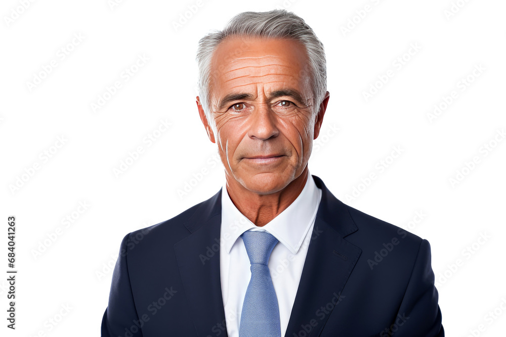 Portrait studio shot of an attractive senior businessman showing positive facial expressions, isolated on a transparent PNG background. Portrait studio shot of an attractive senior businessman showing positive facial expressions, isolated on a transparent PNG background.