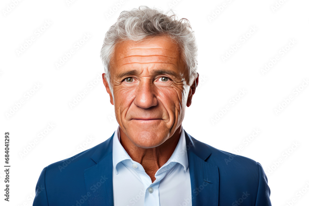Portrait studio shot of an attractive senior businessman showing positive facial expressions, isolated on a transparent PNG background. Portrait studio shot of an attractive senior businessman showing positive facial expressions, isolated on a transparent PNG background.