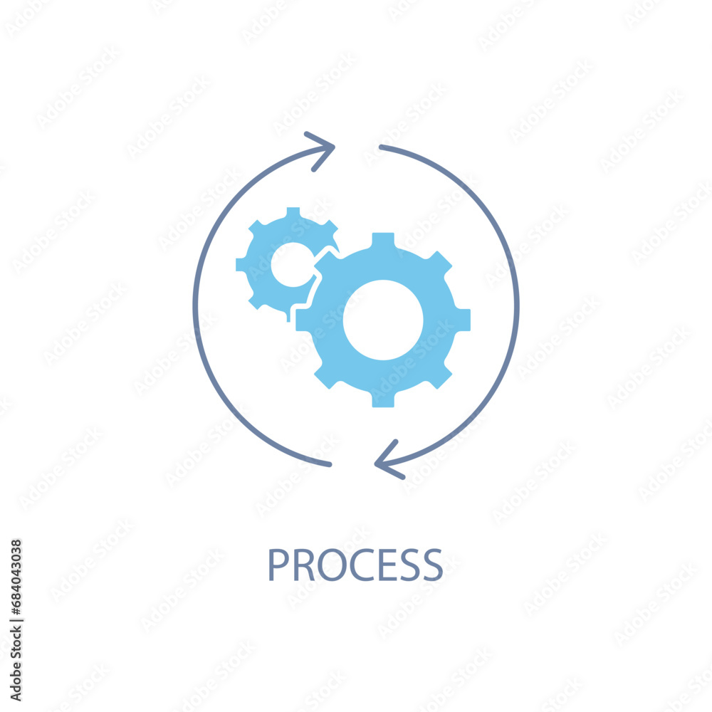 Process concept line icon. Simple element illustration. Process concept outline symbol design. Process concept line icon. Simple element illustration. Process concept outline symbol design.