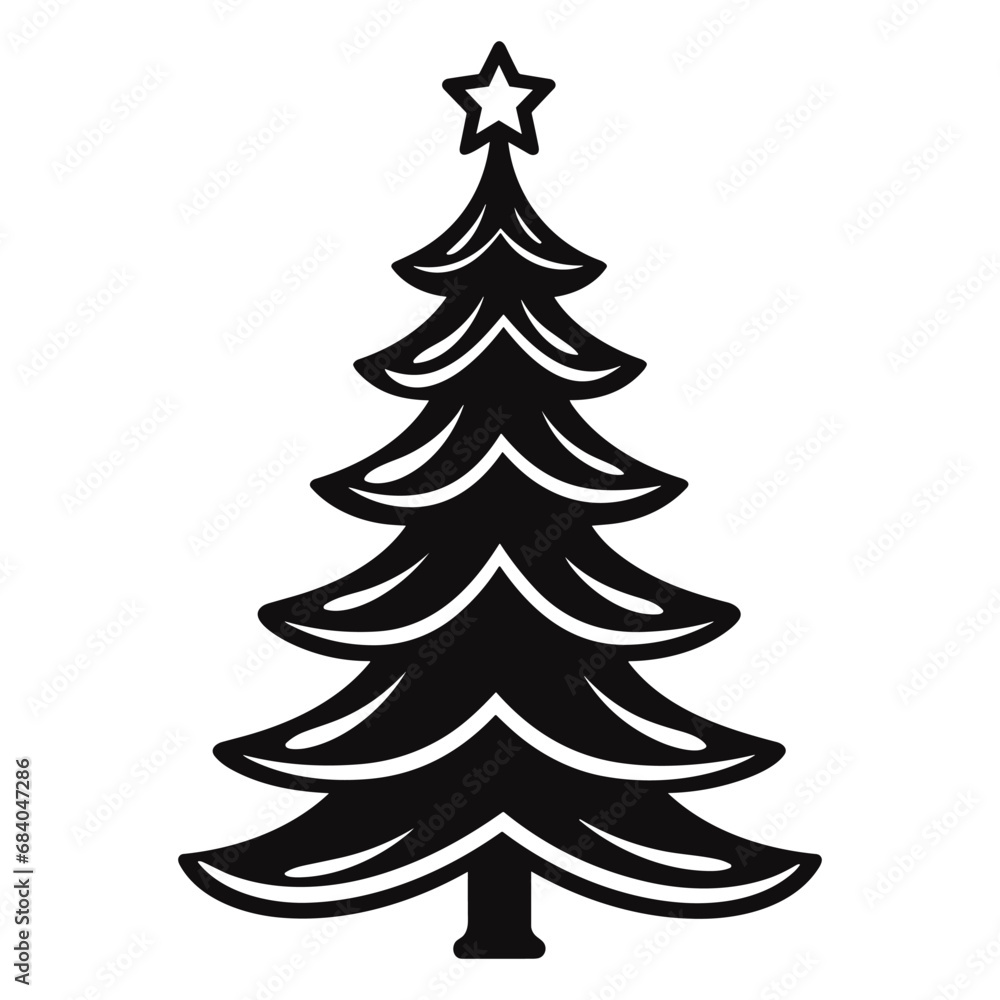 A Christmas Decorative tree silhouette outline vector A Christmas Decorative tree silhouette outline vector