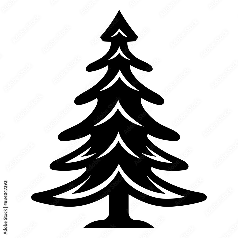 A Christmas Decorative tree silhouette outline vector