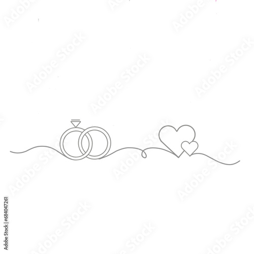 Couple ring for valentine. Wedding ring icon with line art. Wedng ring illustration for special one. Special gift on valentines day.