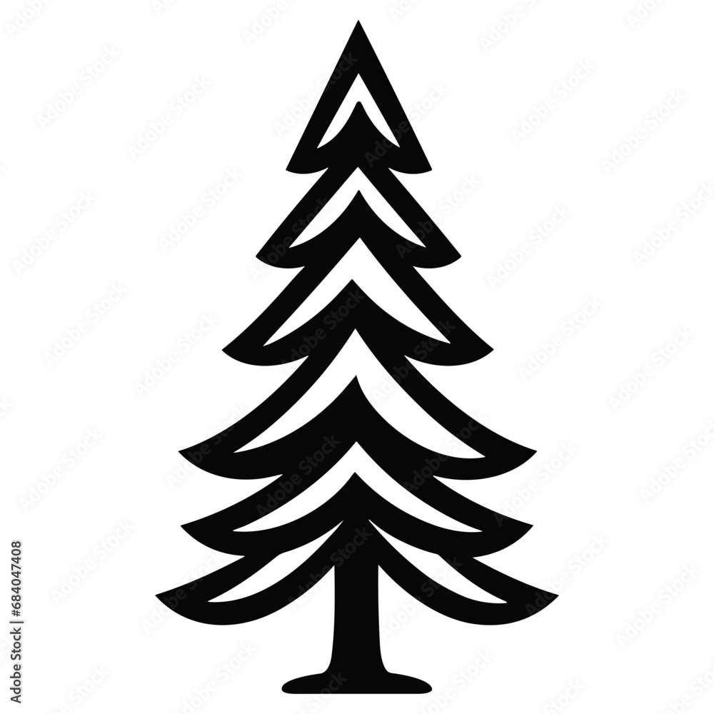 A Christmas Decorative tree silhouette outline vector A Christmas Decorative tree silhouette outline vector
