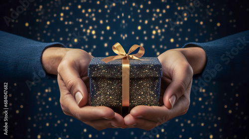 female hands holding a present