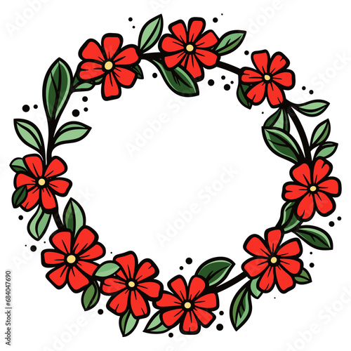 A Christmas Flower wreath Vector isolated on a white background  Colorful Flower wreath illustration