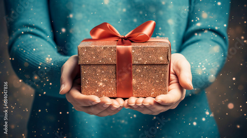 female hands holding a present