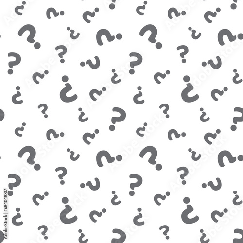 Question mark seamless pattern design. Vector black and white background.