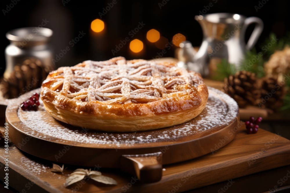 Delicious Pastry Temptation on a Rustic Wooden Cutting Board Generative AI Delicious Pastry Temptation on a Rustic Wooden Cutting Board Generative AI