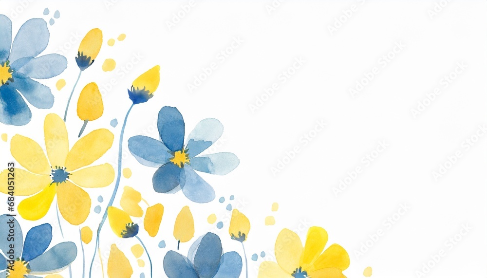 Watercolor illustration frame of naturally blooming flowers and leaves Watercolor illustration frame of naturally blooming flowers and leaves