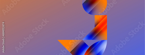 Serene gradient template. Circles and triangles mingle in minimalist perfection. Gentle fusion of forms and hues creates balanced yet captivating backdrop, embodying modern sophistication