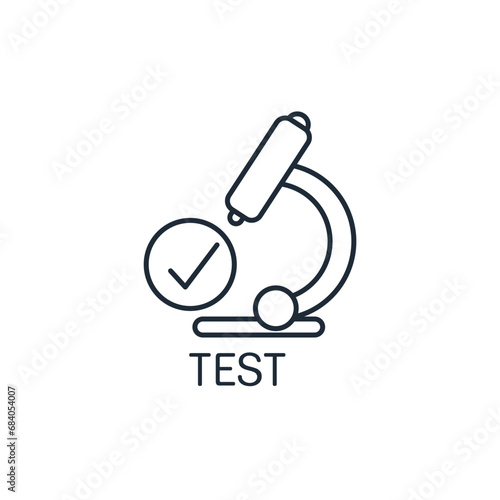 Laboratory testing, confirmation.  Vector linear illustration icon isolated on white background.