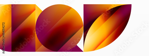Serene gradient template. Circles and triangles mingle in minimalist perfection. Gentle fusion of forms and hues creates balanced yet captivating backdrop, embodying modern sophistication