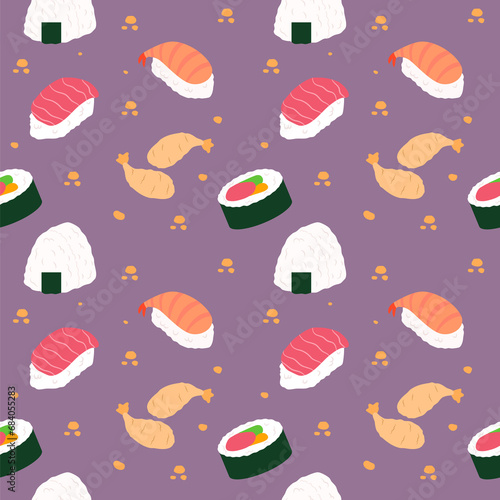Japanese food sushi seamless pattern