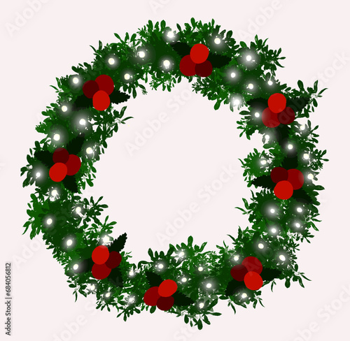 Fototapeta Naklejka Na Ścianę i Meble -  Traditional Festive Christmas Wreath