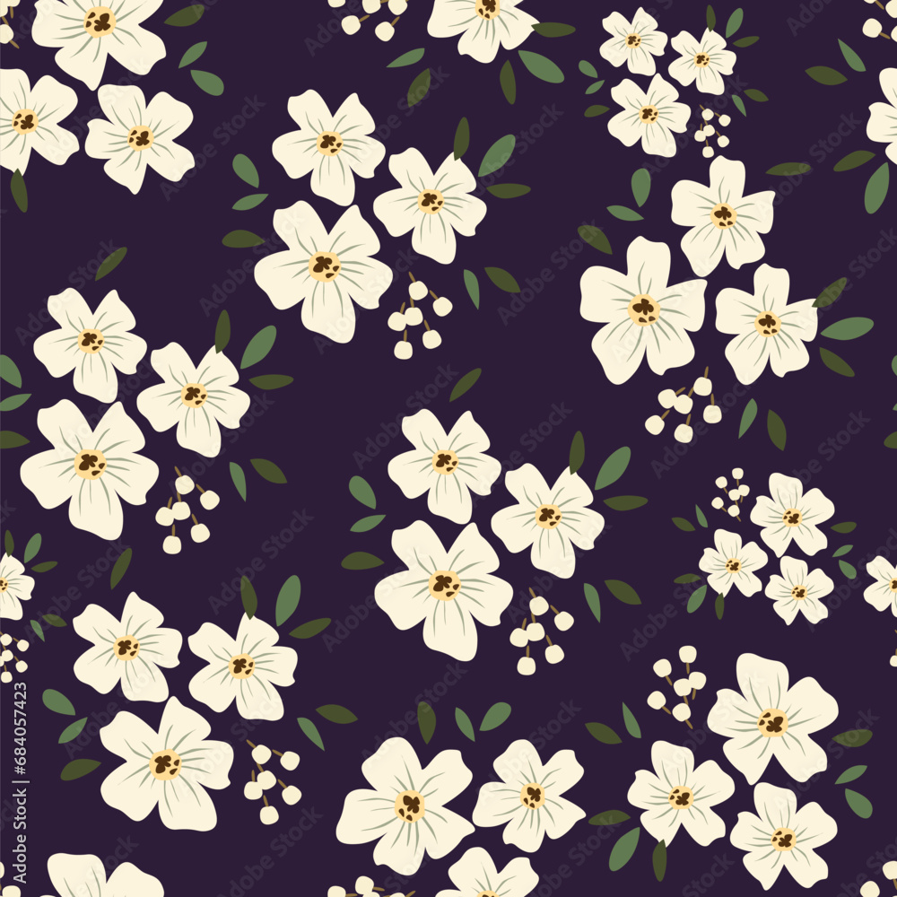 abstract a solid batik flowers arrangement with medium color, all over vector textile and carpet design with black background 