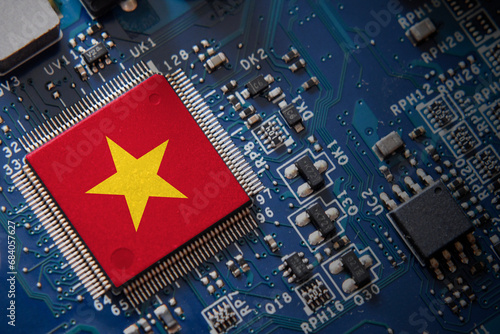 Integrated semiconductor microchip with Vietnam flag