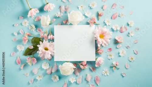 Colorful frame designed with natural flowers and petals