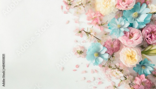 Colorful frame designed with natural flowers and petals