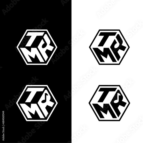 set of TMR logo with music icon, simple music audio logo set photo