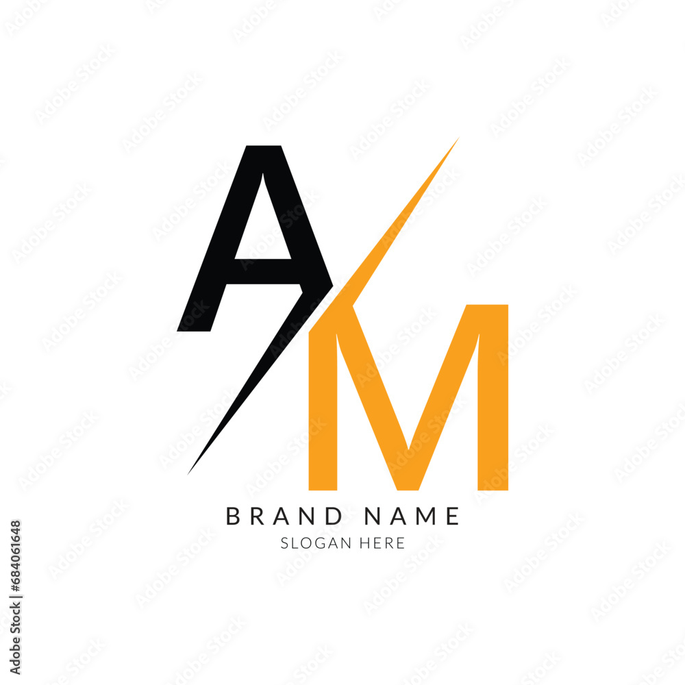 am black orange letter logo template design. am black orange letter logo template design.