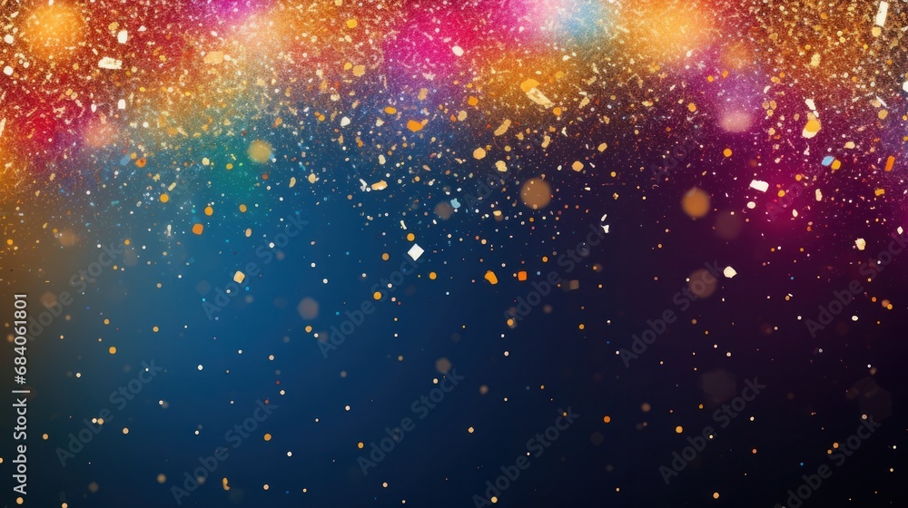 Frame rainbow gold dust glitter on night blue background. advertisement. template. product presentation. copy text space. Frame rainbow gold dust glitter on night blue background. advertisement. template. product presentation. copy text space.