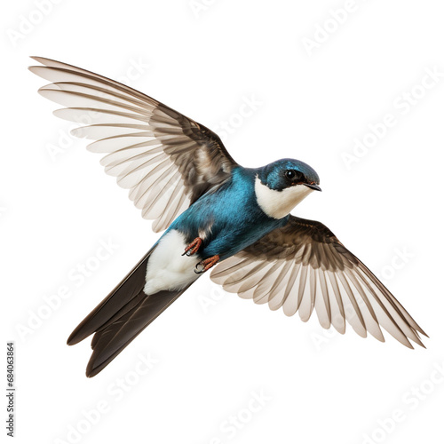 Swallow bird flying isolated on white background