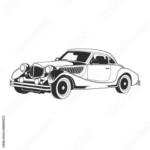Outline illustration design of a vintage car 56 © ydhckll