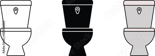 Toilet sign icon symbol on white background. Lined, isolated and colored version. Vector illustration