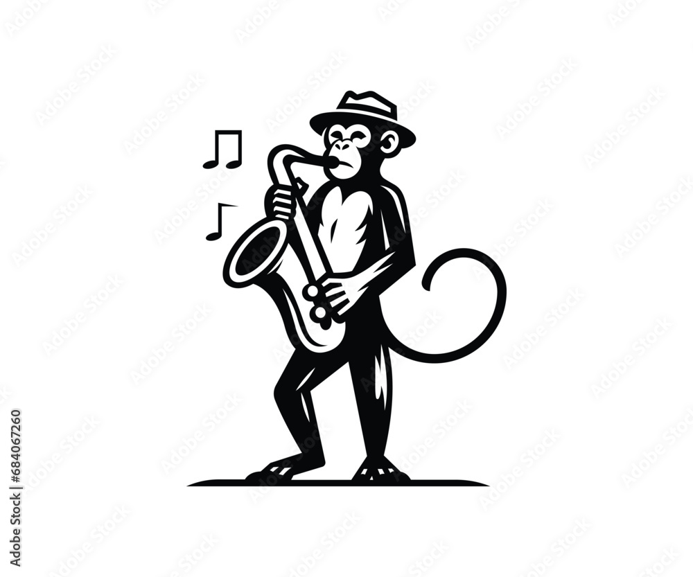 A Monkey Playing Saxophone Vector