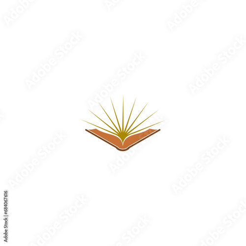 Open book with shine rays icon. Knowledge symbol isolated on white background