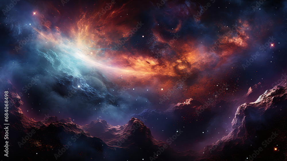 The nebula in space, Bright color, ultra realistic. Generative Ai