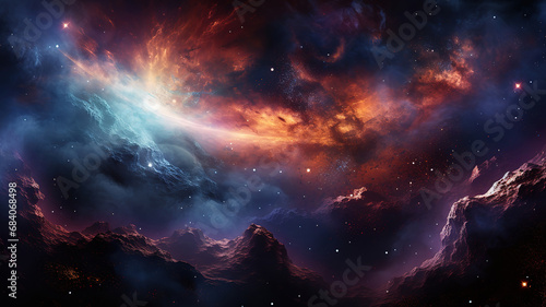 The nebula in space, Bright color, ultra realistic. Generative Ai