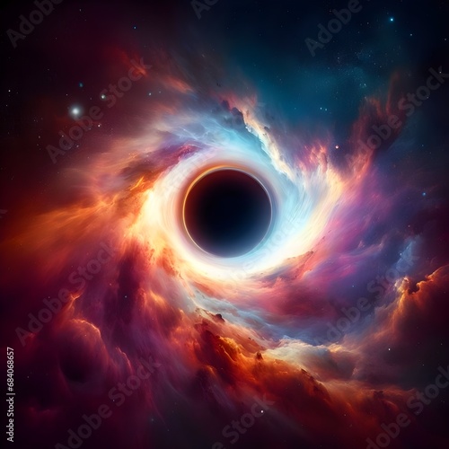 Black hole with a bright color , realistic. 