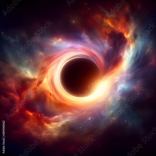 Black hole with a bright color , realistic. 