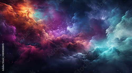Abstract colorful nebula background. Generative Ai