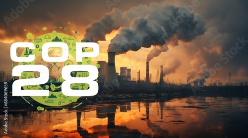 COP 28  United Arab Emirates  November 2023 - UN International climate summit - Generative AI Illustration photo