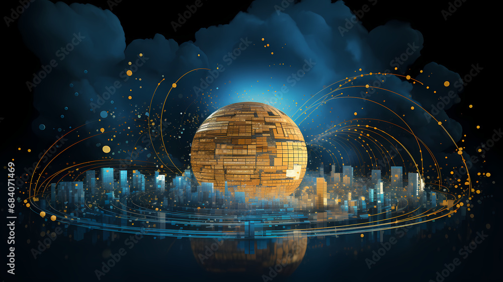 Fototapeta premium Futuristic Data Sphere: The Core of Cloud Technology