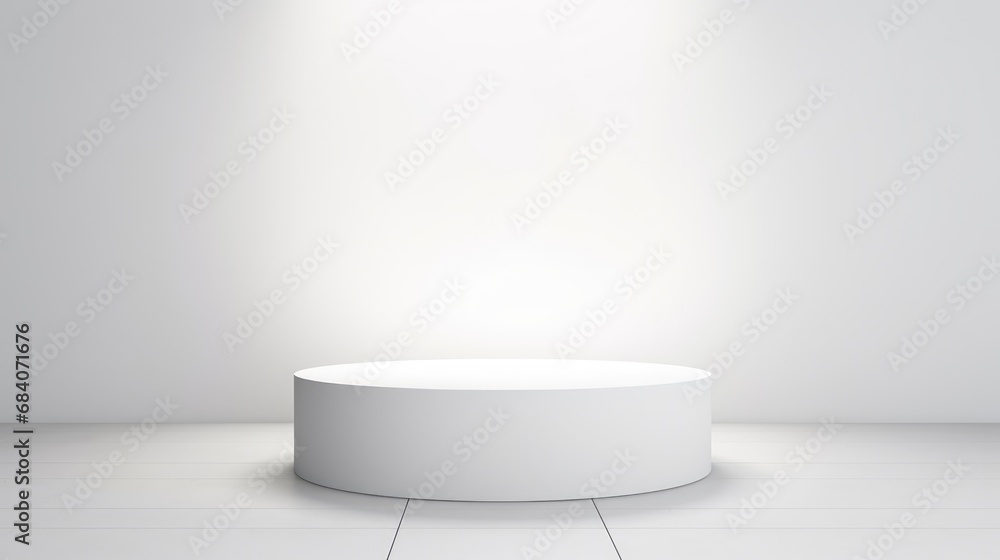 The podium is a light white wall of a round shape with beautiful backlighting The podium is a light white wall of a round shape with beautiful backlighting