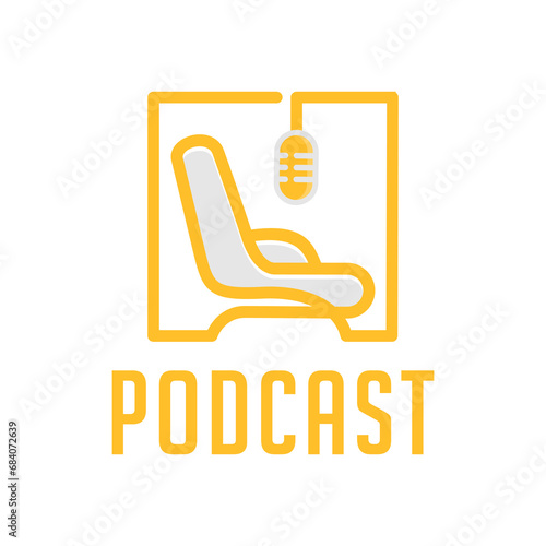 Armchair Sofa with Classic Mic Microphone logo design