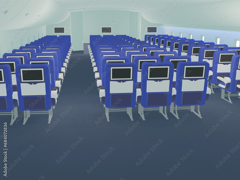 Fototapeta premium 誰もいない飛行機内の座席